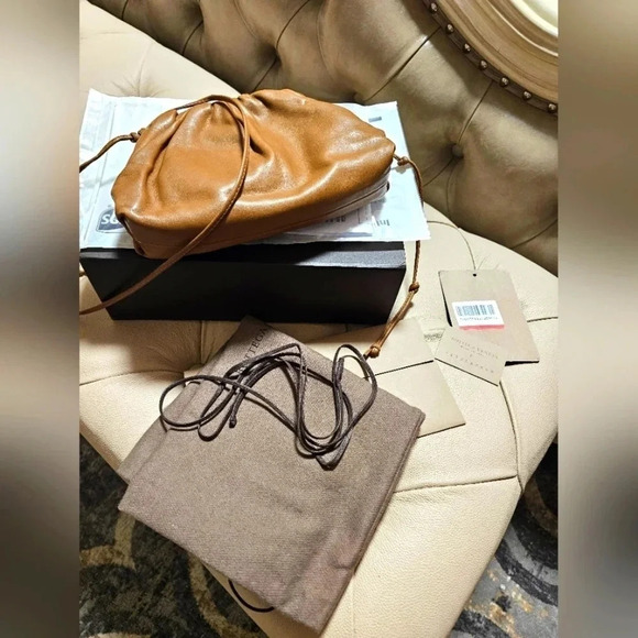 Bottega Veneta Mini Pouch 20 Authentic Brown Crossbody Clutch Leather Full Set - Picture 1 of 15